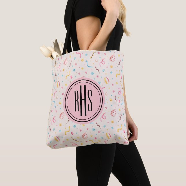 Big Monogram auf Spring-Easter Muster Tote Bag (Von Nahem)