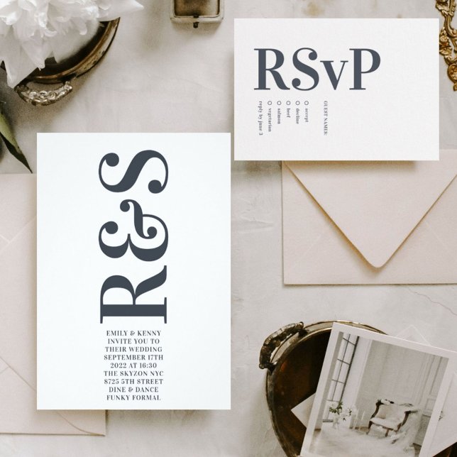 Big Monogram Modern Bold Simple Wedding Einladung (Von Creator hochgeladen)