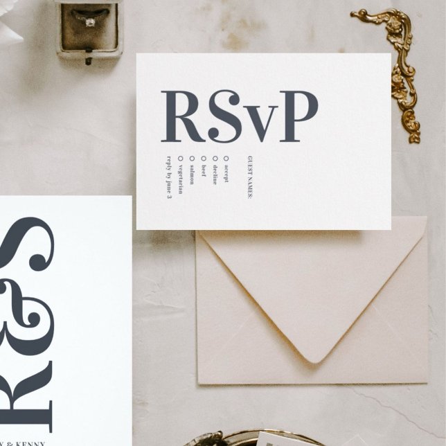 Big Monogram Modern Bold Simple Wedding RSVP Karte (Von Creator hochgeladen)