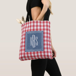 Big Monogram on Red & White Kariert Shoulver