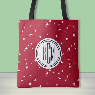 Big Monogram on Red White Stars Schultertasche