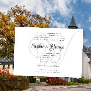 Big Monogram Wedding Black n White Einladungen