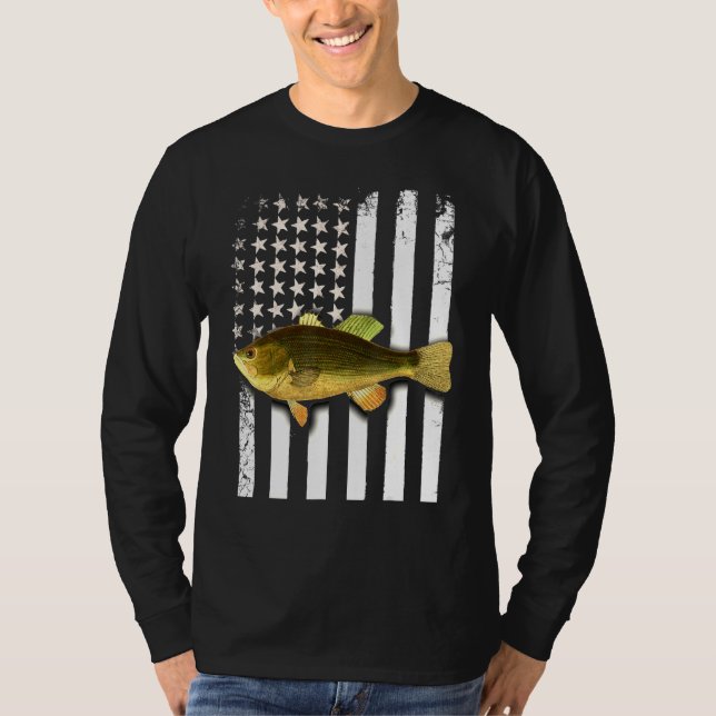 Big Mouth Bass American Flag USA Große Mouth Bass T-Shirt (Vorderseite)