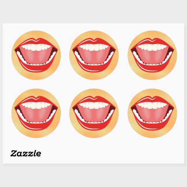 Big Mouth Funny Cool Laughing Round Stickers (Blatt)