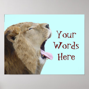 Big Mouth Lion Poster Print