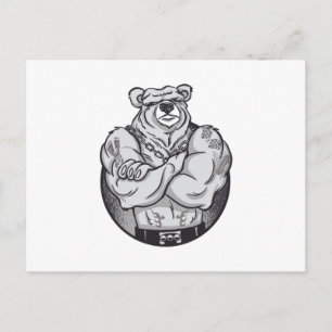 BIG MUSCLES BEAR POSTKARTE