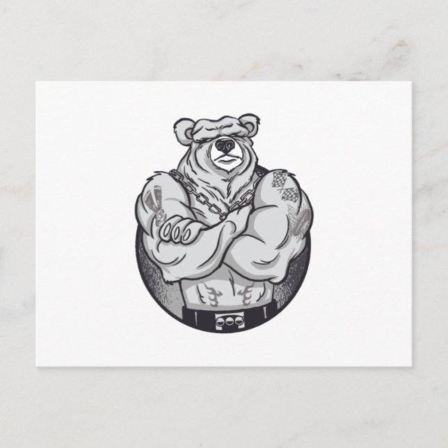 BIG MUSCLES BEAR POSTKARTE (Vorderseite)