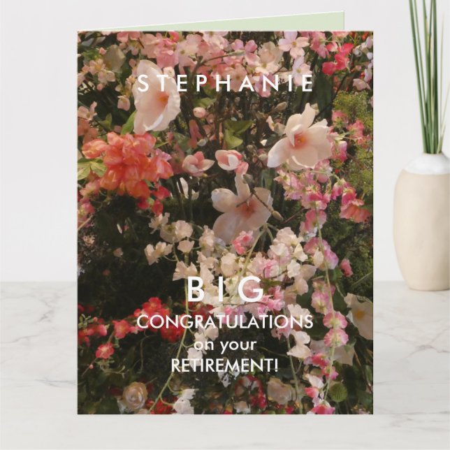 BIG Name Rentirement Herzlichen Glückwunsch Viele  Karte (Vorderseite)