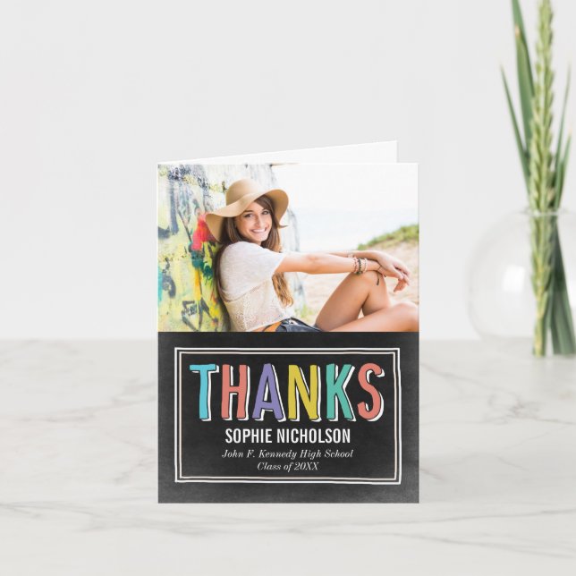 Big News Abschluss Danke, dass Sie Card Chalk Dankeskarte (Vorderseite)