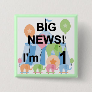Big News Circus 1. Geburtstag T - Shirt und Gesche Button