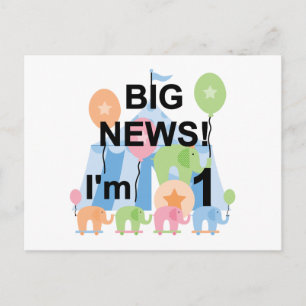 Big News Circus 1. Geburtstag T - Shirt und Gesche Postkarte