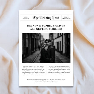 Big News Editorial Foto Wedding Newspaper Style Save The Date