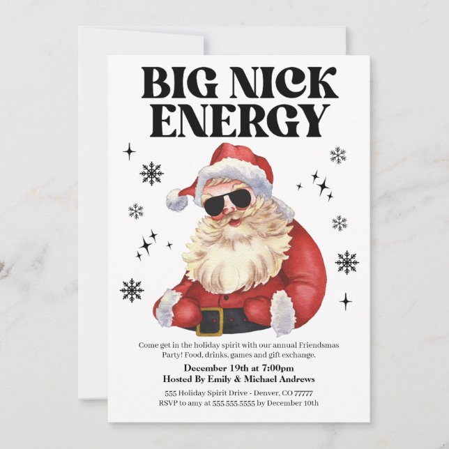 Big Nick Energy Friendsmas Christmas Party Invite Einladung (Vorderseite)