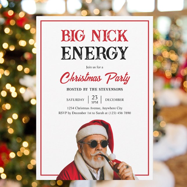 Big Nick Energy Funny Joke Freunde Weihnachten Par Einladung (Von Creator hochgeladen)