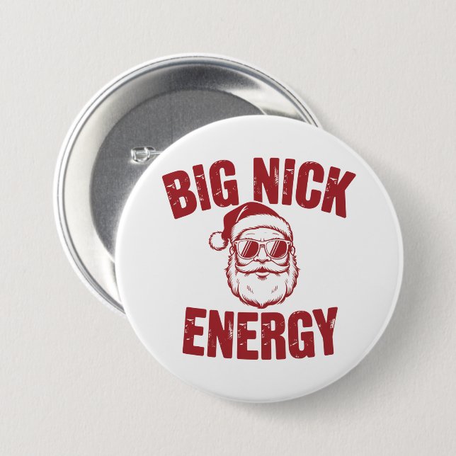 Big Nick Energy Funny Santa Rude Weihnachts-Joke Button (Vorne & Hinten)