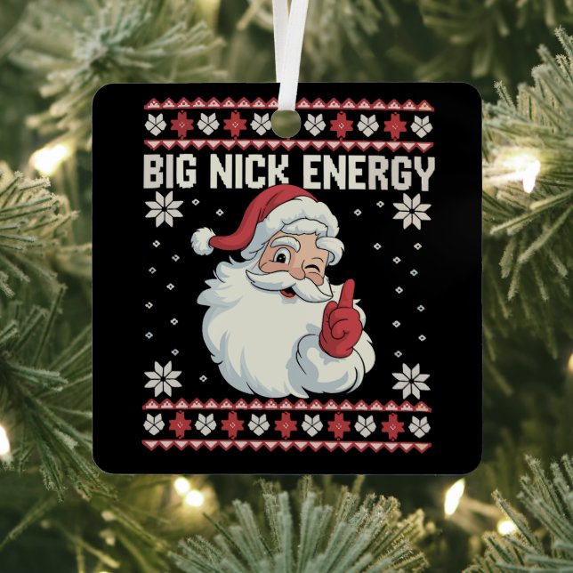 Big Nick Energy Santa Ugly Christmas Sweater Ornament Aus Metall (InSitu)