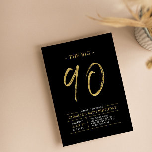 Big Ninety   Gold & Schwarz 90. Geburtstagsfeier Einladung