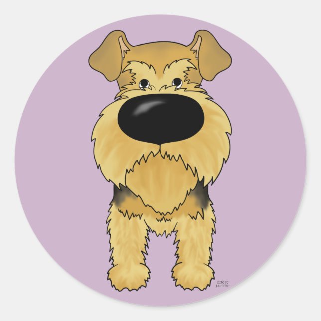 Big Nose Airedale Terrier Runder Aufkleber (Vorderseite)