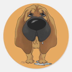 Big Nose Bloodhound Runder Aufkleber