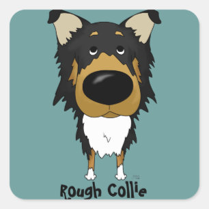 Big Nose Rough Collie Quadratischer Aufkleber