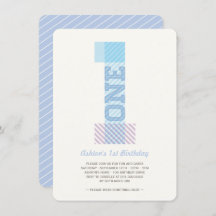 Big Number 1 Stripes Baby Boy 1. Geburtstag Party