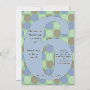 Big Number 6 Boys 6. Geburtstagsparty Einladung