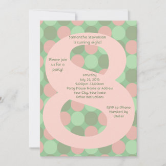 Big Number 8 Girls 8. Geburtstagsparty Einladung