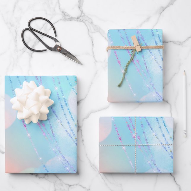 Big Number Bokeh Birthday Packpapier Blätter (Vorderseite)