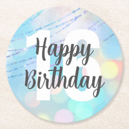 Big Number Bokeh Geburtstags-Untersetzer Runder Pappuntersetzer