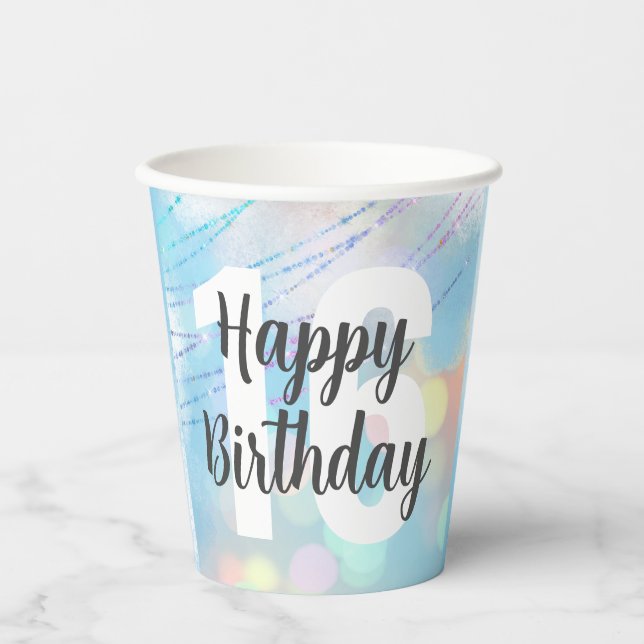 Big Number Bokeh Geburtstagspapiere Cups Pappbecher (Vorderseite)