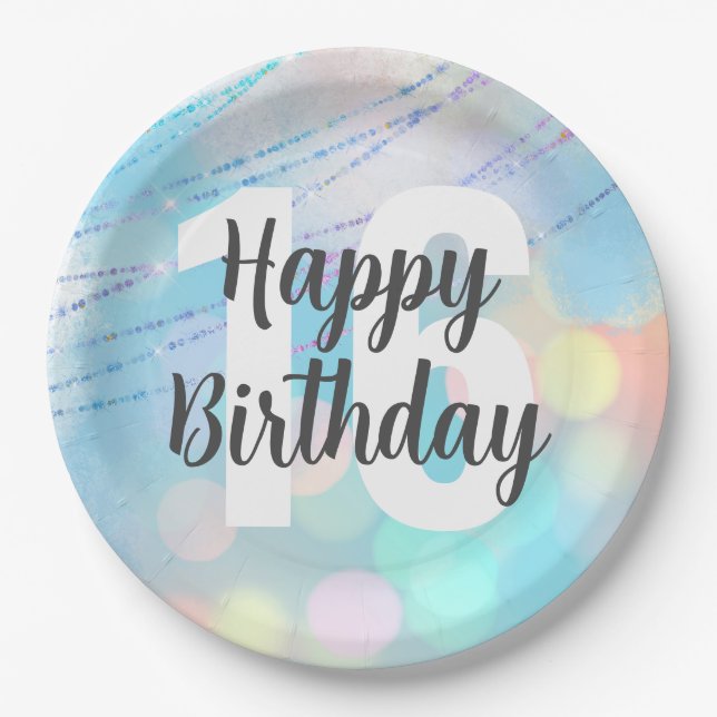 Big Number Bokeh Geburtstagsparty Napkins Pappteller (Vorderseite)