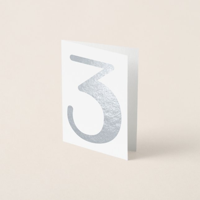 Big Number Wedding Modern Silver Folienkarte (Vorderseite)