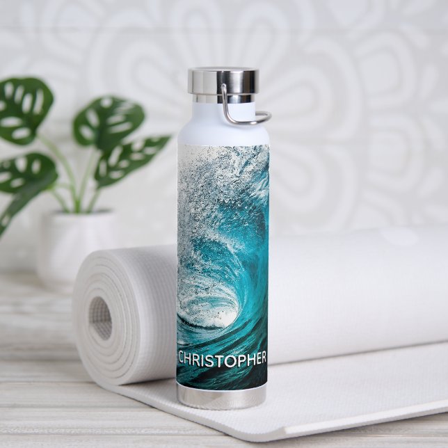Big Ocean Wave Splash zum Hinzufügen Ihres Namens Trinkflasche (Yoga)