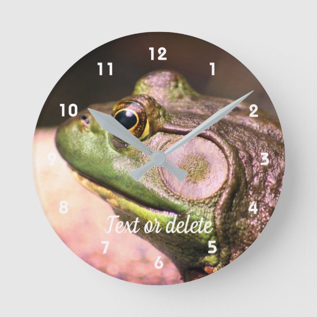 Big Old Bullfrog Gesicht Natur Personalisiert Runde Wanduhr (Vorderseite)
