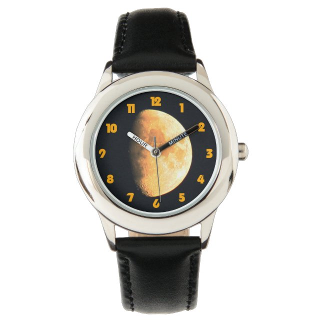 Big Old Moon Fat Orange Zahlen waren Armbanduhr (Vorderseite)