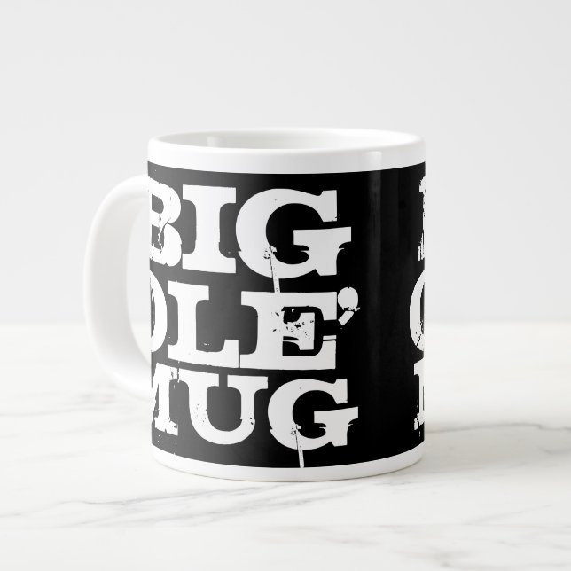 Big Ole Tasse, Riant Jumbo-Kaffee-Tasse, Schwarz/W Jumbo-Tasse (Vorderseite Links)