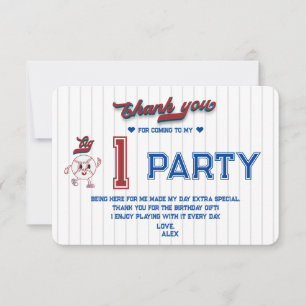 Big One Baseball Rookie des Jahres ersten Geburtst Dankeskarte