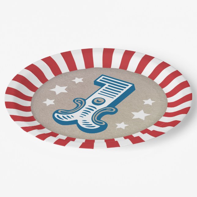 Big One Circus Karneval Geburtstagsparty Pappteller (Schrägansicht)