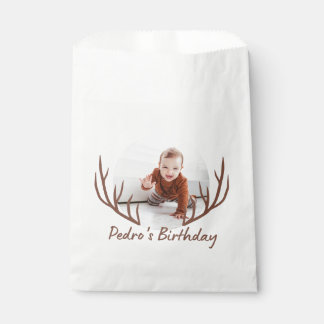 Big One Deer Antlers Rustikales 1. Geburtstag Part Geschenktütchen