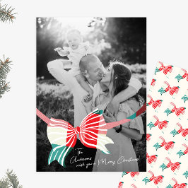 Big One Foto Green & Red Kariert getippt mit Bow Feiertagskarte