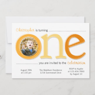 Big One mit Foto Cutout Birthday Card - Orange Einladung