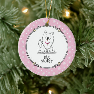Big or Little Sister American Eskimo Dog - Eskie Keramik Ornament
