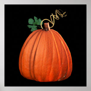 Big Orange Whimsical Pumpkin Poster