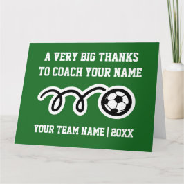 Big Oversize Danke Karte für Fußball-Coach