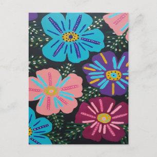 Big Pastel-Blume auf schwarz Postkarte