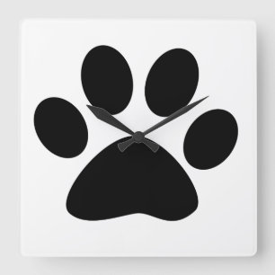 Big Paw Print Cute Gifts Black White Cute Quadratische Wanduhr
