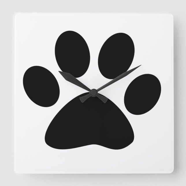 Big Paw Print Niedliche Geschenke Schwarz-weißen N Quadratische Wanduhr (Vorderseite)