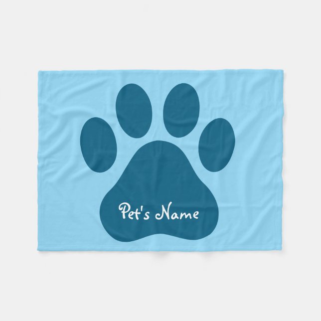 Big Paw Print Personalisiert Dog Blankes Fleecedecke (Vorderseite (Horizontal))
