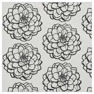 Big Pen und Ink Dahlia - Schwarz auf Weiß Stoff