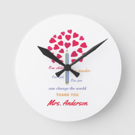 Big Pencil Baum / Lehrer Wertschätzung Runde Wanduhr